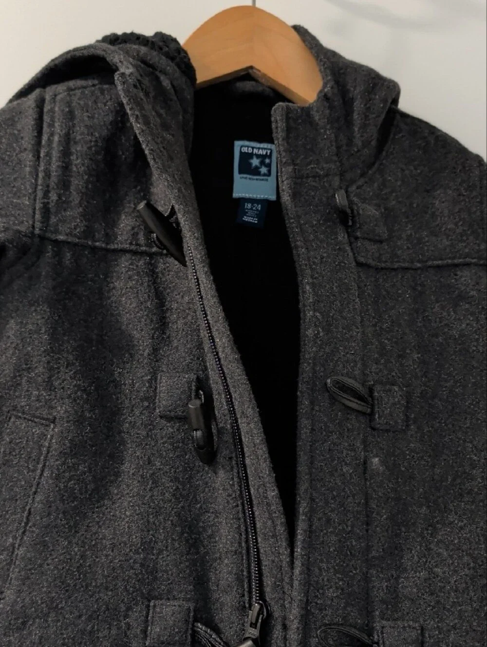Old Navy Dark Gray Kids Pea Coat with Hood